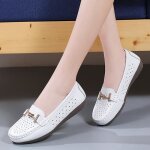 Mocassins femme en cuir blanc légère et respirante - confortable pour lété Mocassins femme en cuir blanc légère et respirante - confortable pour lété