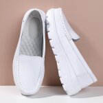 Mocassin femme en cuir blanc légèreté confortable antidérapant doux été Mocassin femme en cuir blanc légèreté confortable antidérapant doux été