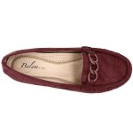 Mocassin femme en cuir daim bordeaux - marque - modle - confortable et tendance - lgre et souple