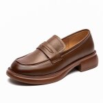 Mocassin femme en cuir doux confortable casual - marron Mocassin femme en cuir doux confortable casual - marron