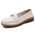 Mocassins femme en cuir souple - beige blanc Mocassins femme en cuir souple - beige blanc