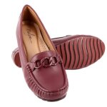 Mocassin femme en cuir synthtique bordeaux - marque - modle - garniture 067