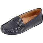 Mocassin femme - belym - cuir synth�tique croco bleu - confortable - tendance - cousu main