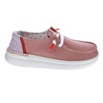 Mocassins femme hey dude wendy rise - blanc / rose - tige textile Mocassins femme hey dude wendy rise - blanc / rose - tige textile