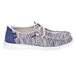 Mocassins femme hey dude wendy sox - blanc et bleu - textile