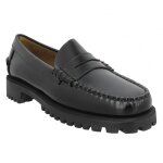 Mocassins femme sebago dan lug noir - cuir - semelle en gomme - talon 3 cm