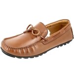 Mocassin garon en cuir vritable - belym - marron - cousu main