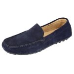 Mocassins homme bleu en cuir daim sportifs - cousus main Mocassins homme bleu en cuir daim sportifs - cousus main