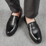 Mocassin homme - chaussures en cuir de temprament daffaires de mode - noir hb?