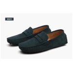 Mocassins homme en cuir bleu fonc - chaussures de sport lgres et confortables