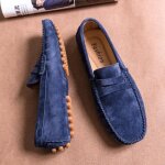 Mocassin homme cuir chaussures suédé véritable antidérapants bleu Mocassin homme cuir chaussures suédé véritable antidérapants bleu
