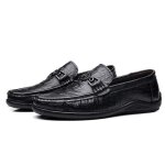 Mocassin homme en cuir confortable avec aration - noir