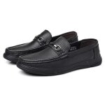 Mocassin homme en cuir confortable avec aration - noir