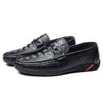 Mocassin homme en cuir doux et confortable avec aération - noir Mocassin homme en cuir doux et confortable avec aération - noir