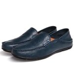 Mocassins homme en cuir microfibre bleu - funmoon