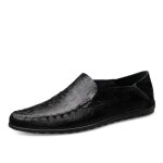 Mocassins homme en cuir noir - chaussure lgre et respirante