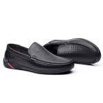Mocassin homme en cuir noir doux et confortable avec aration