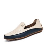 Mocassin homme femme en pu - cuir blanc - conduite et sport