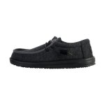 Mocassin homme - hey dude - wally sport mesh - noir - lacets ronds - chaussure lgre