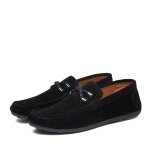 Mocassins hommes marque de luxe - cuir suede - noir