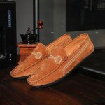 Mocassins homme marron - funmoon - chaussures de pu - semelle en caoutchouc - lger et confortable
