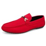 Mocassins hommes - rouge - plats en daim - confortables et Élégants Mocassins hommes - rouge - plats en daim - confortables et Élégants