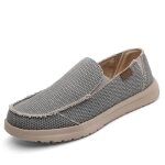 Mocassins homme vintage enfiler toile casual a�r� - gris