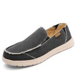 Mocassins homme vintage enfiler toile casual a�r� - noir