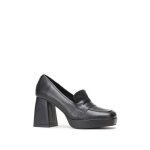 Mocassins - marque inconnue - talon trapze - noir - synthtique