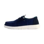 Mocassin  lacets hey dude wendy sport mesh f - navy / blanc - femme - textile