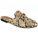 Mocassin mule femme croco serpent synthtique beige - marque - modle - confortable et tendance