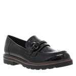 Mocassins talon plat - marque - modle - noir vernis - femme - adulte - cuir