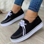 Mocassins en toile pour femmes - élégantes et décontractées - noir Mocassins en toile pour femmes - élégantes et décontractées - noir