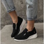 Baskets de tennis pour femmes - lh1012ocho04if - noir - maille respirante - plateformes  fond pais