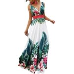 Robe longue femme t boho bretelles imprim deep v robe de plage maxi grande taille casual