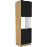 Modena - colonne four - 2 portes - 60 x 57 x 210 cm - chne artisan / noir mat