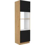Modena - colonne four micro - ondes - 2 portes - 60 x 57 x 210 cm - chne artisan / noir mat