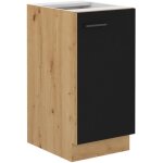 Modena - meuble bas - 1 porte battante - 40 x 52 x 82 cm - ch�ne artisan / noir mat - plan de travail ...