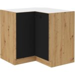 Modena - meuble bas dangle - 2 portes - 89 x 89 x 82 cm - chêne artisan / noir mat - plan de travail ... Modena - meuble bas dangle - 2 portes - 89 x 89 x 82 cm - chêne artisan / noir mat - plan de travail ...