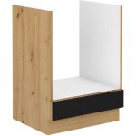 Modena - meuble bas four - 60 x 52 x 82 cm - ch�ne artisan / noir mat - plan de travail non inclus