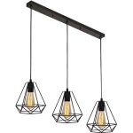 Moderne 3 têtes lustre suspension forme diamant style industrielle creative lampe de plafond en fer abat ... Moderne 3 têtes lustre suspension forme diamant style industrielle creative lampe de plafond en fer abat ...