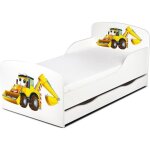 Moderne lit denfant toddler motif m. escavateur tiroir et matelas 140 / 70 Moderne lit denfant toddler motif m. escavateur tiroir et matelas 140 / 70