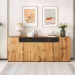 Modernluxe buffet bahut 4 portes avec 2 tiroirs en panneaux de particules placage chne rustic l 208 ...