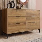 Modernluxe commode avec 6 tiroirs buffet adapt� � la chambre salon et salle � manger 120x40x83 cm ch�ne ...