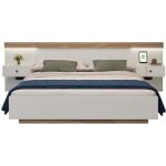Modernluxe lit adulte 180x200cm lit double avec chevets suspendus led et ports usb cadre en bois sommier ...