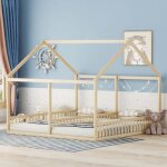 Modernluxe lit cabane 2x90x200cm lit enfant avec toit cadre en bois de pin sommier � lattes naturel