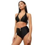 Haut triangle et culotte taille haute avec anneaux dor�s en u. pour femme - maillots de bain - la modeuse ...