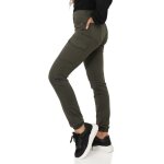 Pantalon cargo style jogger kaki. se ferme par un zip et un bouton. dot de deux poches  rabat sur les ...
