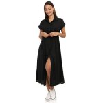 Robe fluide en lin dot�e dune patte de boutonnage. pr�sence dune fente. pour femme - robes - la modeuse ...