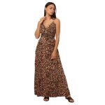 Robe longue et fluide � imprim� animal. bretelles fines et r�glables. �lastiqu�e et dot�e de liens � ...